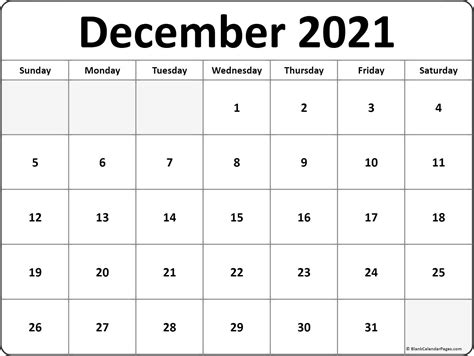 Blank December 2021 Calendar Free Printable Calendar Monthly
