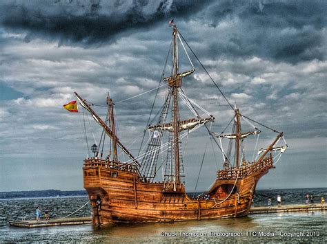Christopher Columbus Santa Maria Sailing Ships Flag Boats Science