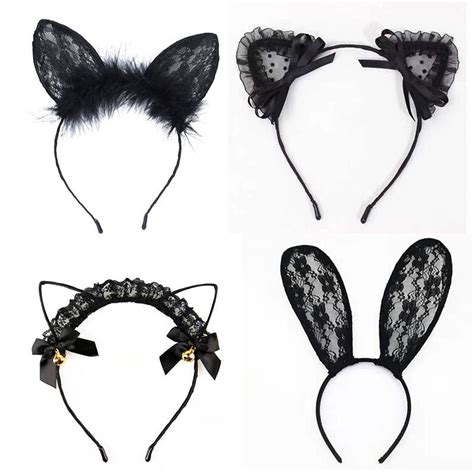 sexy lace feather rabbit cat ears hoop hair accessories headband event dress up headband party