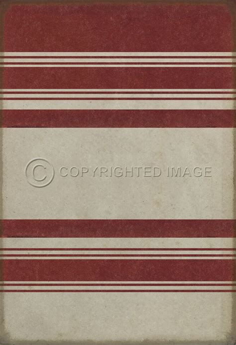 Pattern 50 Organic Stripes Red And White Vinyl Floor Cloth White
