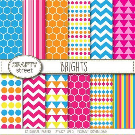 Brights Digital Paper Pack With Different Patterns