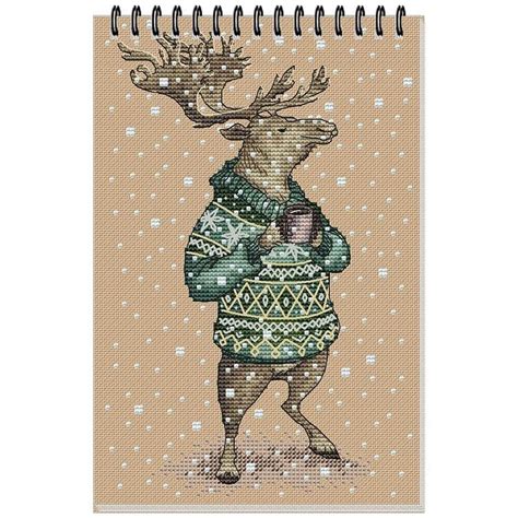 reindeer cross stitch design in pdf format series by julia etsy cross stitch designs cross