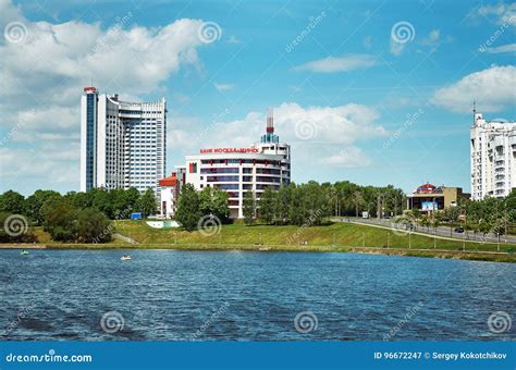 Belarus Picturesque Houses Of Minsk On The River Svisloch May 21