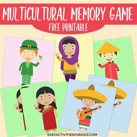 free printable multicultural memory game to teach diversity school age activities preschool