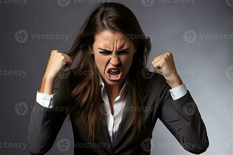Angry Businesswoman Clenching Fists Ai Generative 27548266 Stock