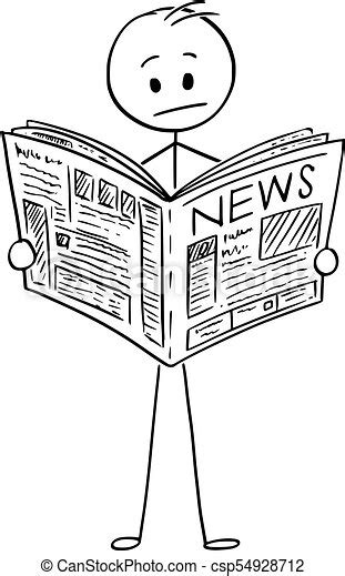 Cartoon Of Businessman Reading Bad News In Newspaper Cartoon Stick Man