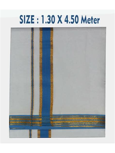 Buy PRAKASAM COTTON COTTON Mens White Double Dhoti 1 30 X 4 50 Meter Fancy Border Dhoti White