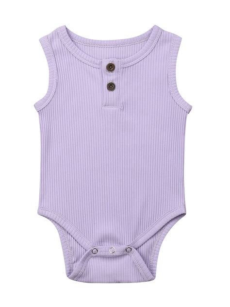 Newborn Unisex Baby Solid Onesies Basic Plain Rib Stitch Bodysuit