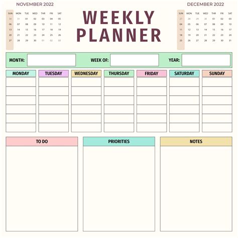 10 Best Free Printable Weekly Planner Calendar Template Pdf For Free At