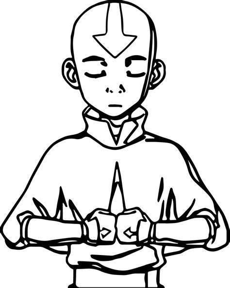 Aang Meditates Avatar Aang Coloring Page Avatar