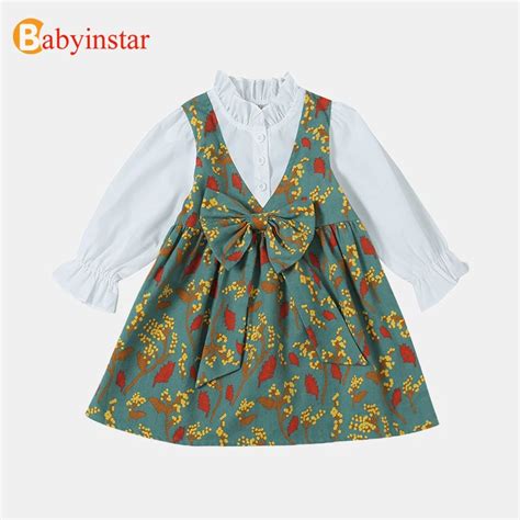 Babyinstar Kids Dresses For Girls 2018 Patchwork Cute Printed Dress