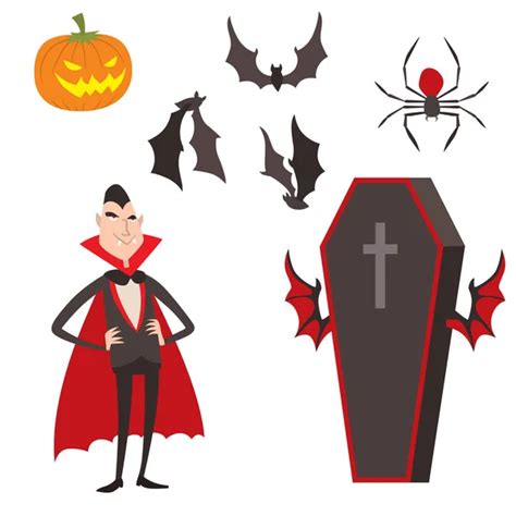 Cartoon Dracula Vector Symbols Vampire Icons Character Funny Man Comic
