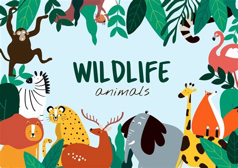 Wildlife Animals Cartoon Style Animals Template Vector Download Free