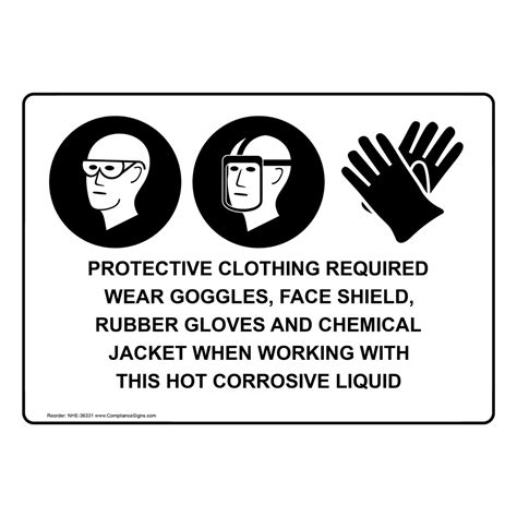Process Hazards Chemical Sign Protective Clothing Required Wear