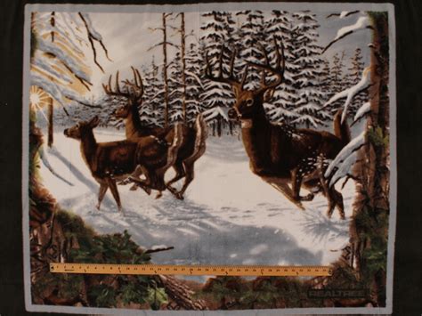 Realtree Wildlife Panel Deer Fleece Fabric Panel P1517s