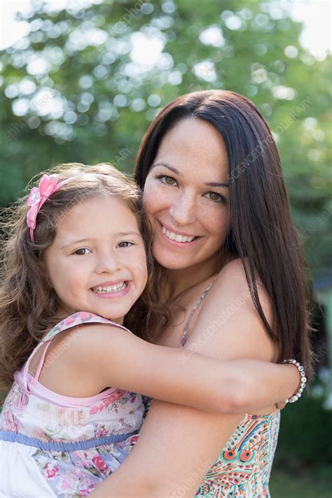 Portrait Smiling Mother Holding Daughter Stock Image F015 4363