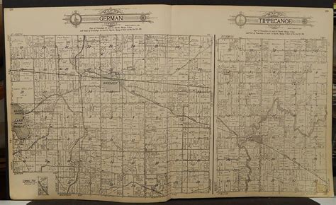 Indiana Marshall County Map German And Tippecanoe Townships 1922 Dbl Pg
