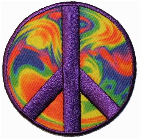 Psychedelic Hippie Peace Sign Iron On Applique Patch Hippie Peace