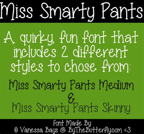 Miss Smarty Pants Skinny шрифт