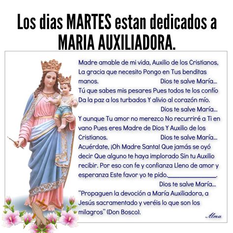 Los Dias Martes Estan Dedicados A Maria Auxiliadora Oraciones
