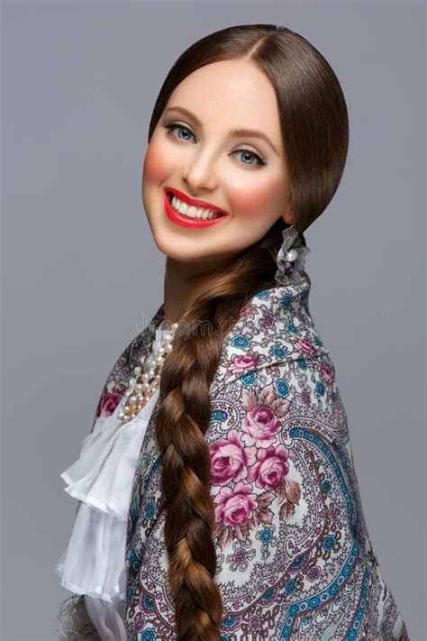 Beautiful Russian Girl In Traditional Clothes Stock Image Image Of