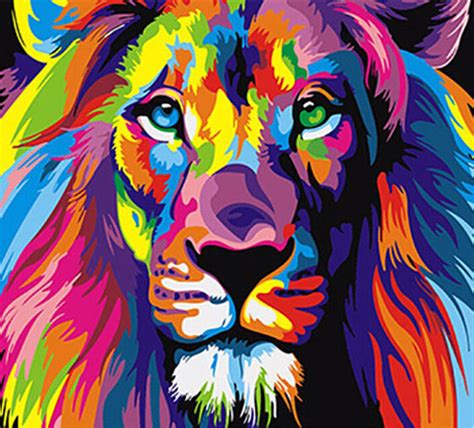 Modern liquid gradient colors abstract background. frameless colorful lion animals abstract painting diy ...