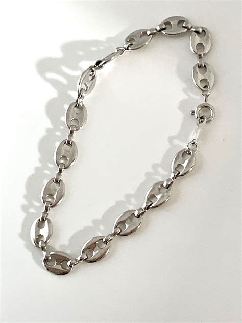 Vintage Avon Modernist Chain Link Bracelet Signed 70s Disco Glamour