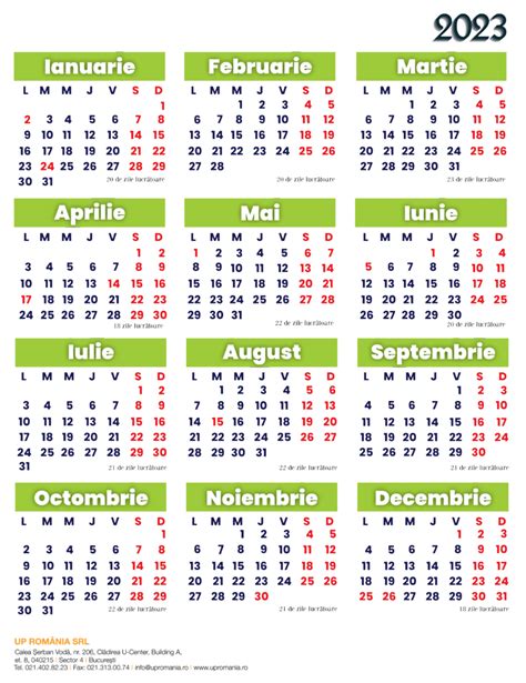 Calendar Zile Lucratoare 2025