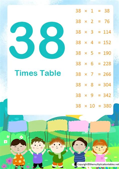 38 Times Table Free 38 Multiplication Chart Table Pdf