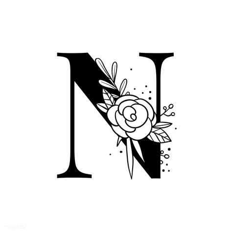 Botanical Capital Letter N Vector Free Image By Tvzsu