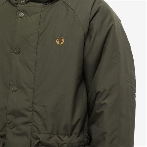 fred perry padded zip through jacket hunting green end