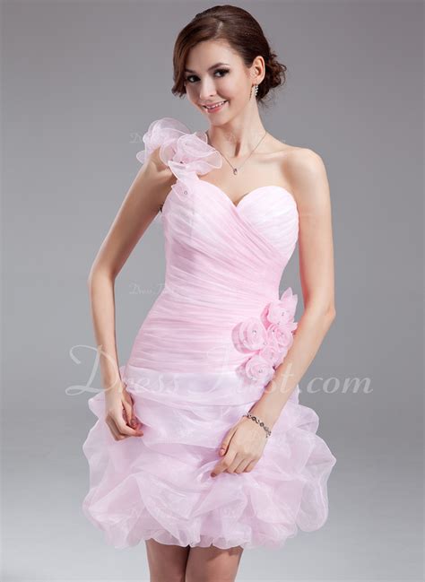 A Lineprincess One Shoulder Shortmini Organza Homecoming Dress With