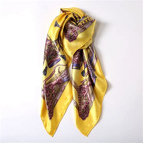 100 Satin Silk Scarf Women Large Square Silk Scarfs Wrap Shawl Luxury Print Bandana Hijab