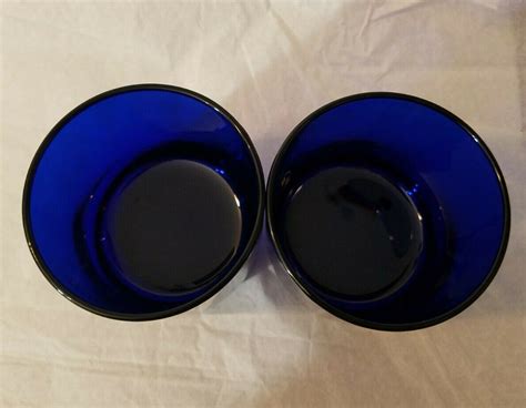 Two Libbey Cobalt Blue Glass 10 Oz Round Tumblers
