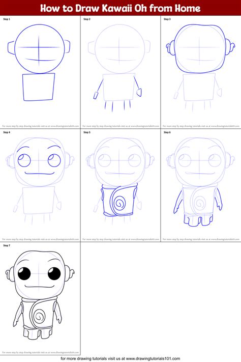 How To Draw Kawaii Oh From Home Printable Step By Step Drawing Sheet