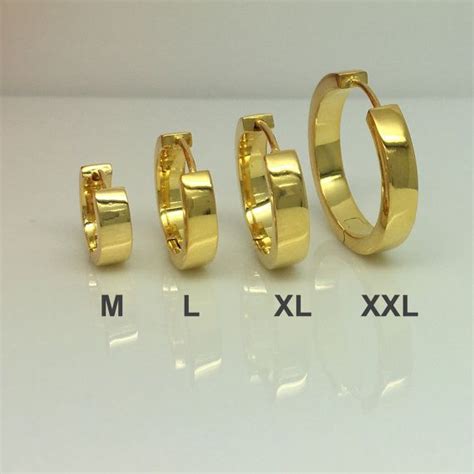 Gold Hoop Earrings Solar Yellow Gold Hoops Men S Etsy Gold Earrings