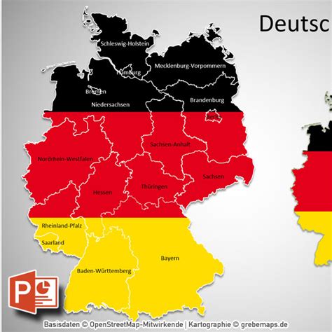 Notiere dir zu jedem bundesland eine wichtige information. PowerPoint-Karte Deutschland Bundesländer | grebemaps® B2B ...
