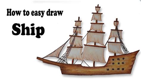 How To Draw Sailing Ship Step By Stepeasy Draw Youtube