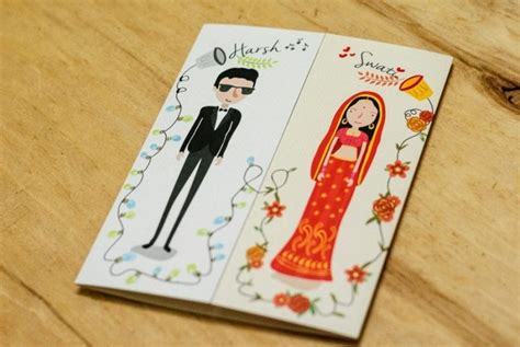Each card portrays a happy couple on their big day donning their traditional wedding attire with authentic elements signifying tamilnadu wedding cute couple. The most unique Indian Wedding Invitation Cards ! | WedMeGood
