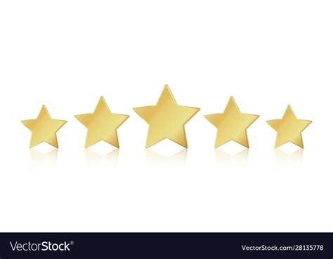 Five Gold Stars 5 Star Rating Realistic Royalty Free Vector