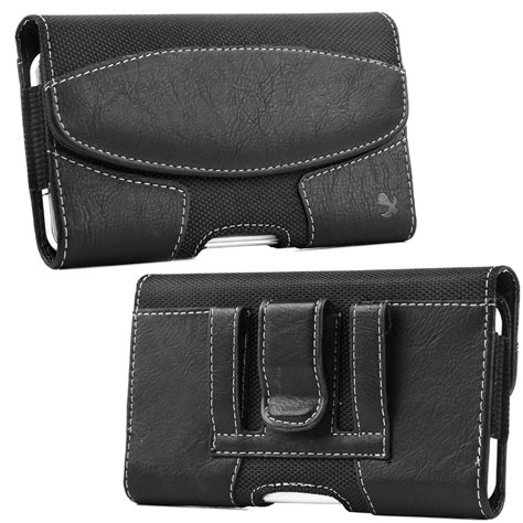 Luxmo Leather Belt Clip Pouch Holster Phone Holder Horizontal 19 Black