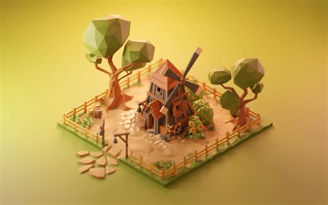 Windmill Animation Low Poly On Behance