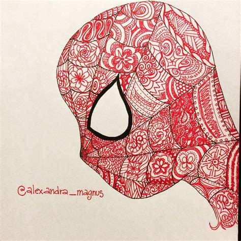 Spider Man Zentangle Doodle By Alexandramagnus Zentangle Doodle