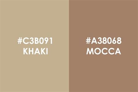 Two Brown And White Images With The Words C3801 Khaki And Mocca