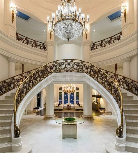 Grand Double Staircase In A Beverly Hills Mansion Foyer Foyers