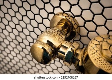 Closeup Golden Shower Valve On Black Stock Photo Shutterstock