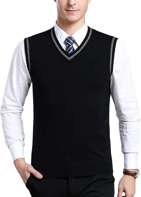 Mens V Neck Knit Vest Gilet Sleeveless Sweater Tank Tops Classic