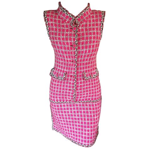 New Chanel Ss 2014 Runway Embellished Tweed Pink Dress At 1stdibs