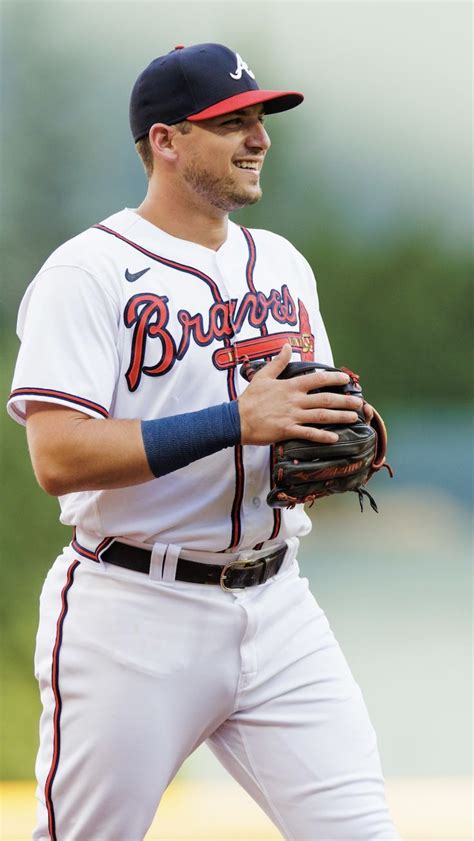 Austin Riley Smiles During Long Toss Before The Game Hot Baseball