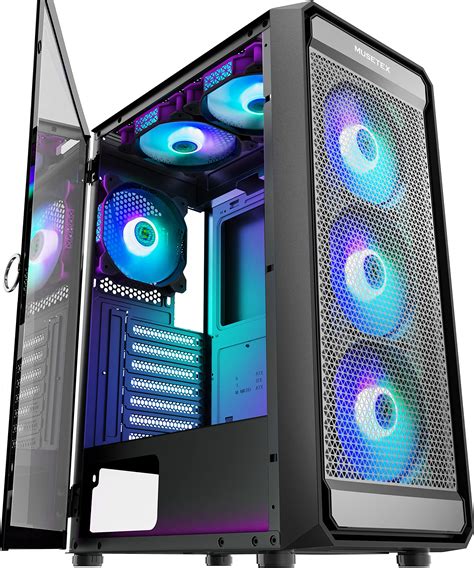 Buy Musetex Atx Pc Case With Pcs Argb Fans Computer Gaming Cases With